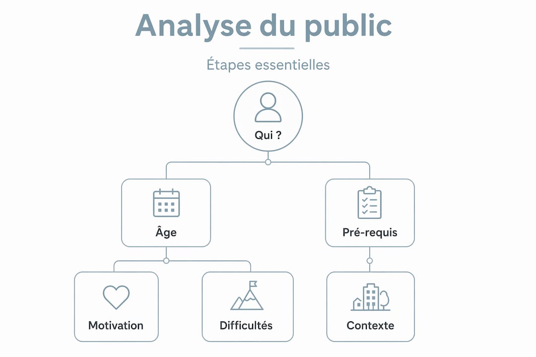 Schéma pyramidal pour l’analyse du public dans le cadre d’un module pédagogique
