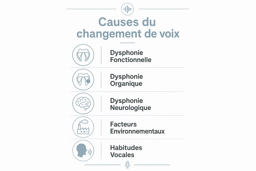 Infographie présentant les principales raisons qui peuvent modifier la voix