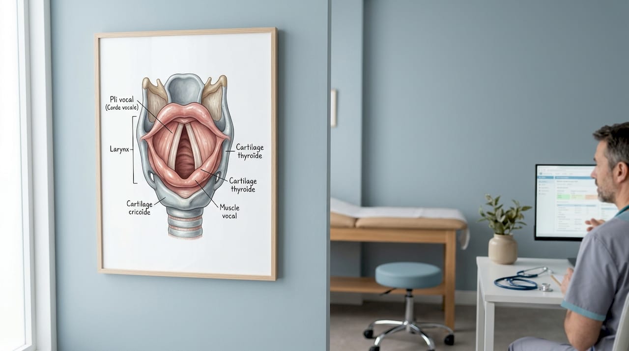 Vue détaillée de l’anatomie des cordes vocales humaines