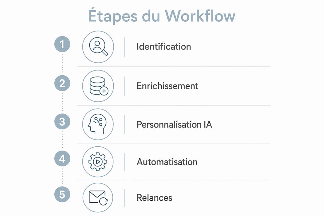 Infographie présentant les étapes essentielles du processus de prospection