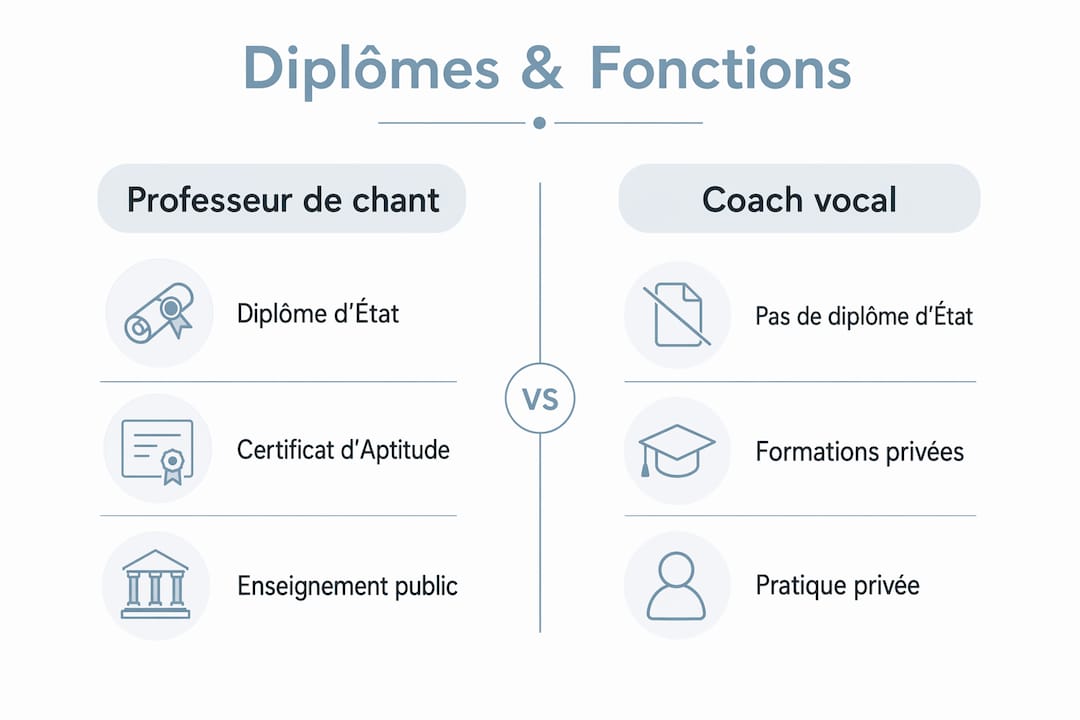 Infographie : quelles différences entre les formations d’un coach vocal et celles d’un professeur de chant ?