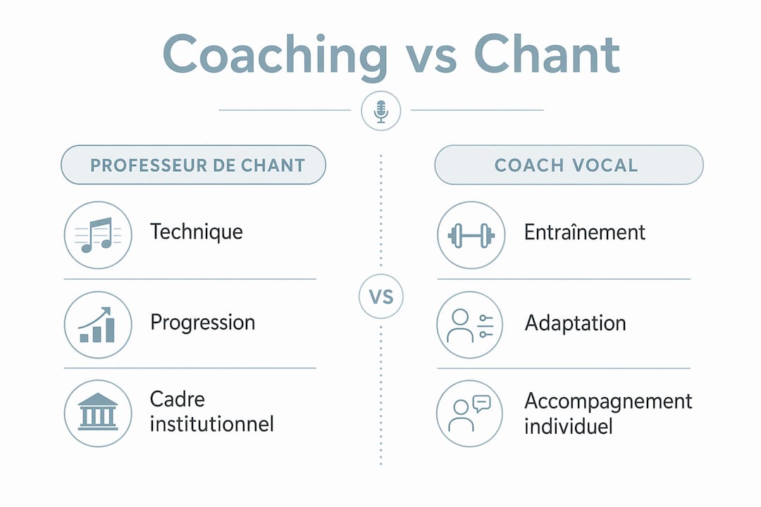Infographie : les différences entre coaching vocal et cours de chant