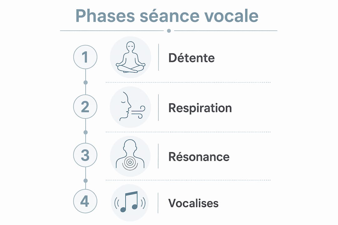 Schéma détaillé des différentes étapes d’une séance de travail vocal