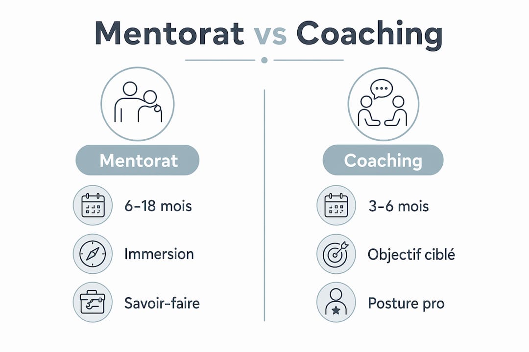 Infographie : les différences clés entre le mentorat et le coaching professionnel