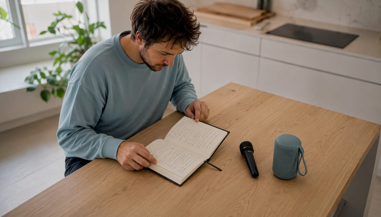 Des mains qui prennent des notes lors d’un cours de coaching vocal