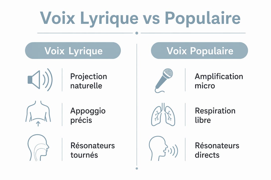 Infographie : les différences entre chant lyrique et chant populaire