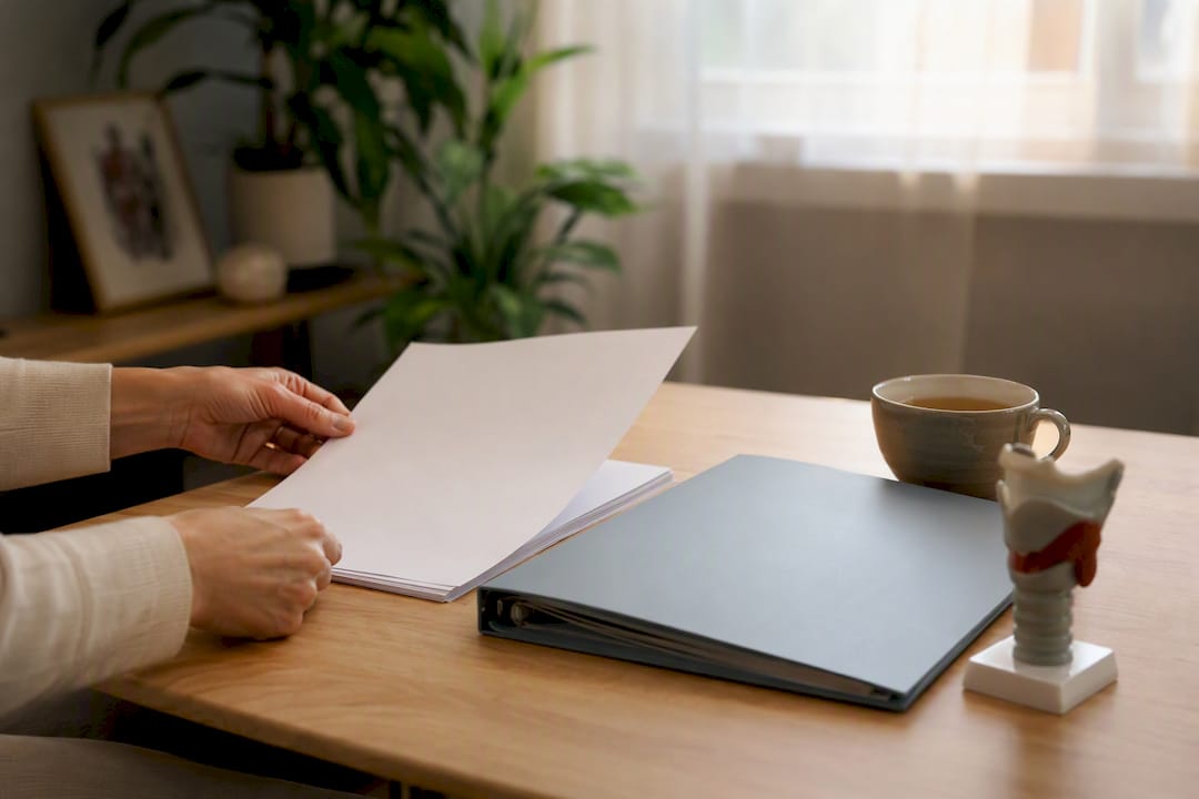 Des mains en train de préparer un dossier de financement pour une formation sur un bureau
