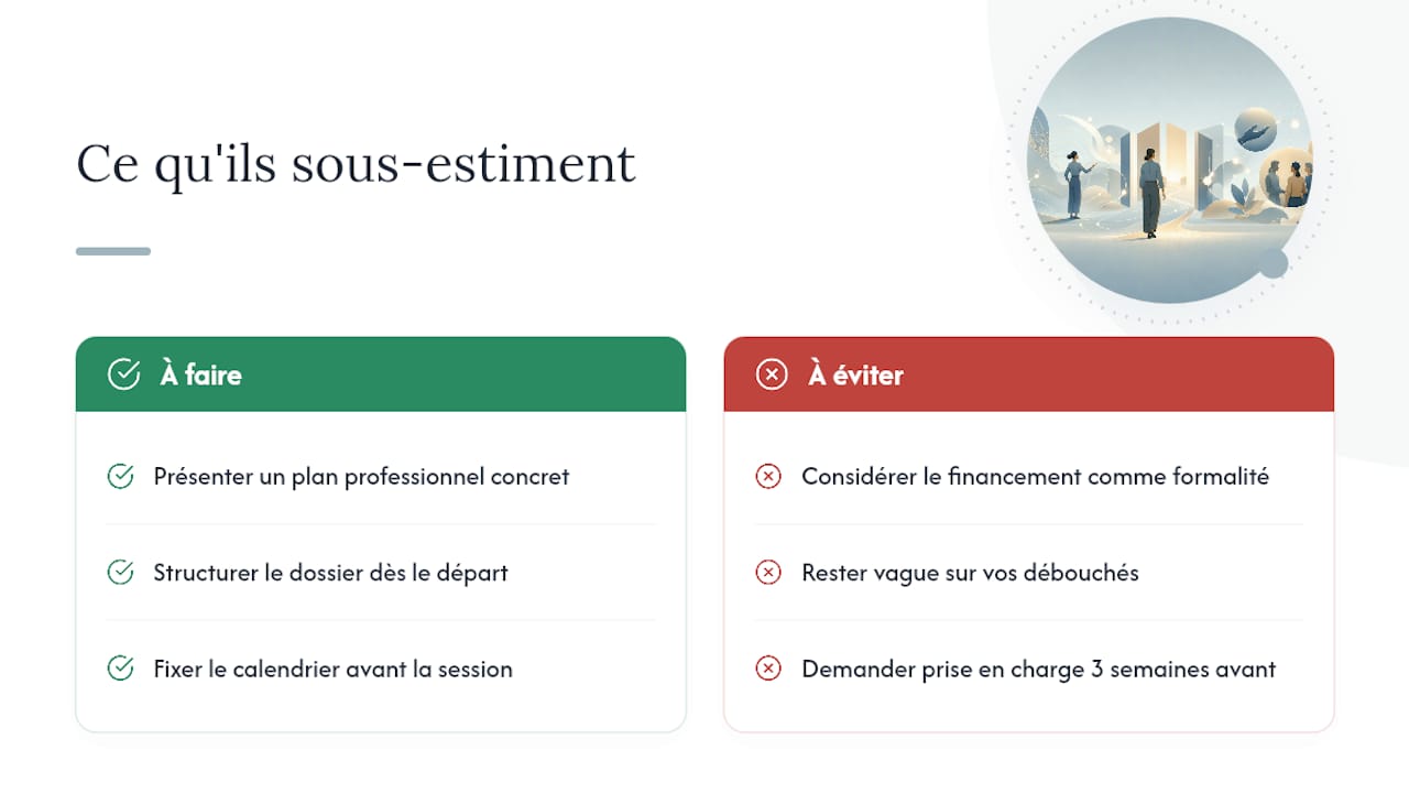 Ce que les candidats sous-estiment sur le financement — overview diagram