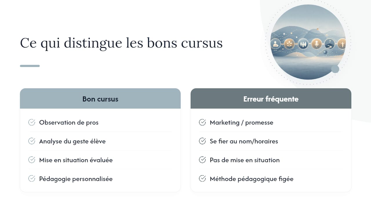 Ce que l'expérience du terrain révèle sur les bonnes formations — overview diagram