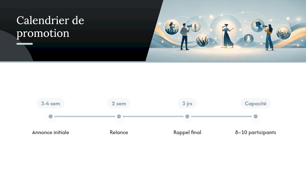 Planning de promotion pour une masterclass de chant
