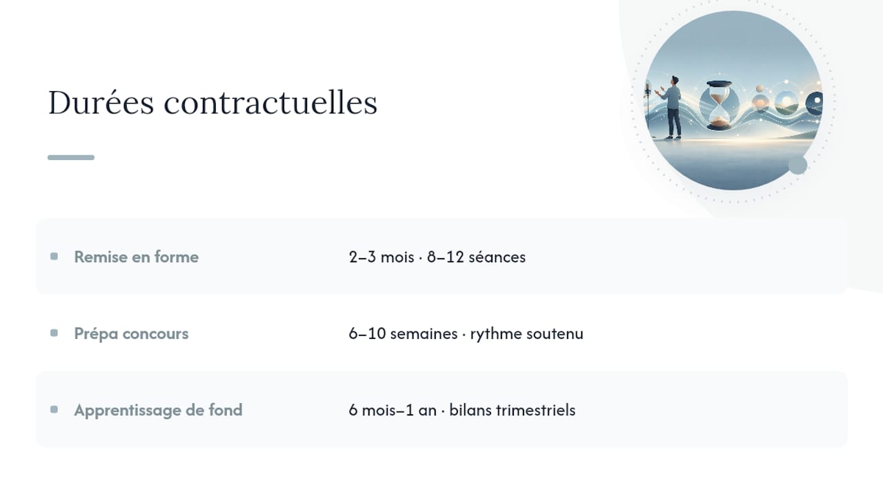 Comparaison des durées des contrats de coaching vocal