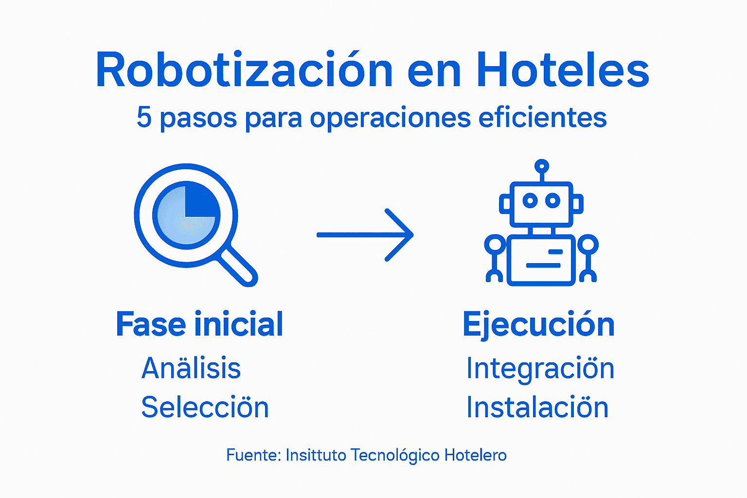 Infografía: etapas esenciales para implementar la robotización en hoteles