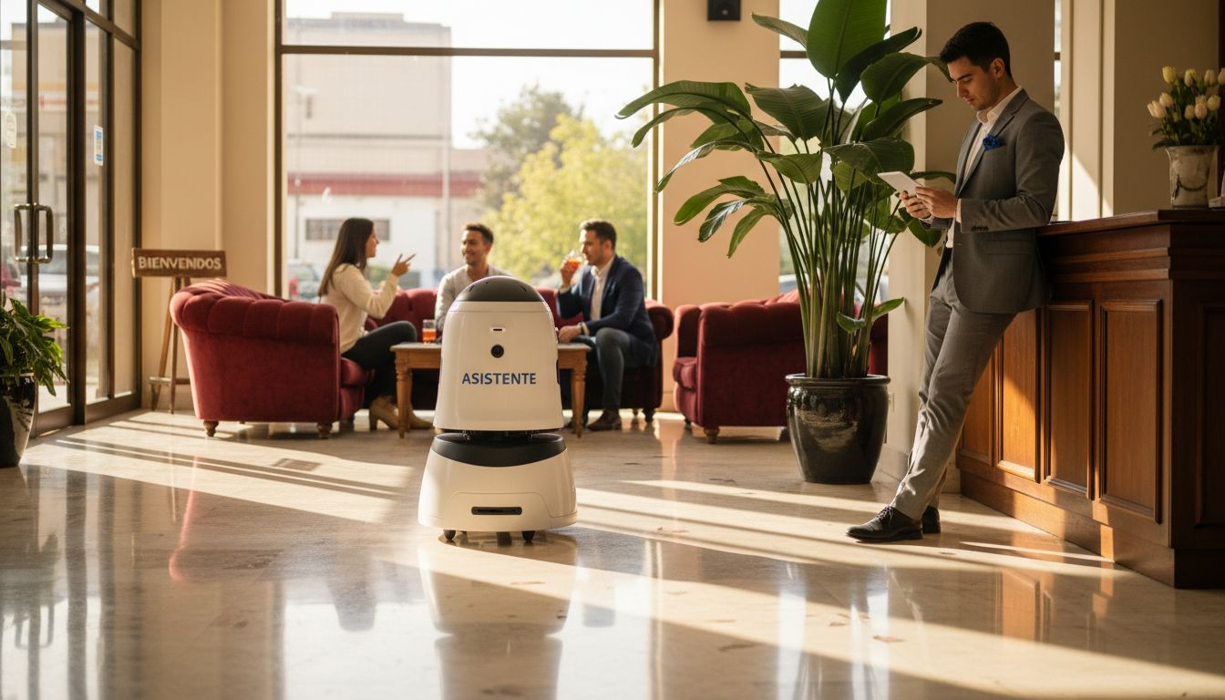 Robot de atención en la recepción del hotel