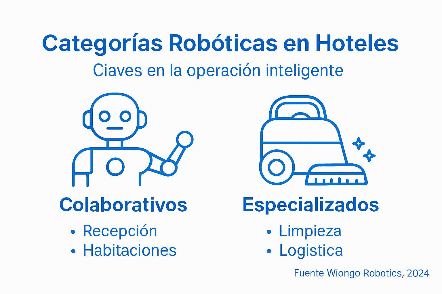 Infografía sobre las principales categorías de robótica en el sector hotelero