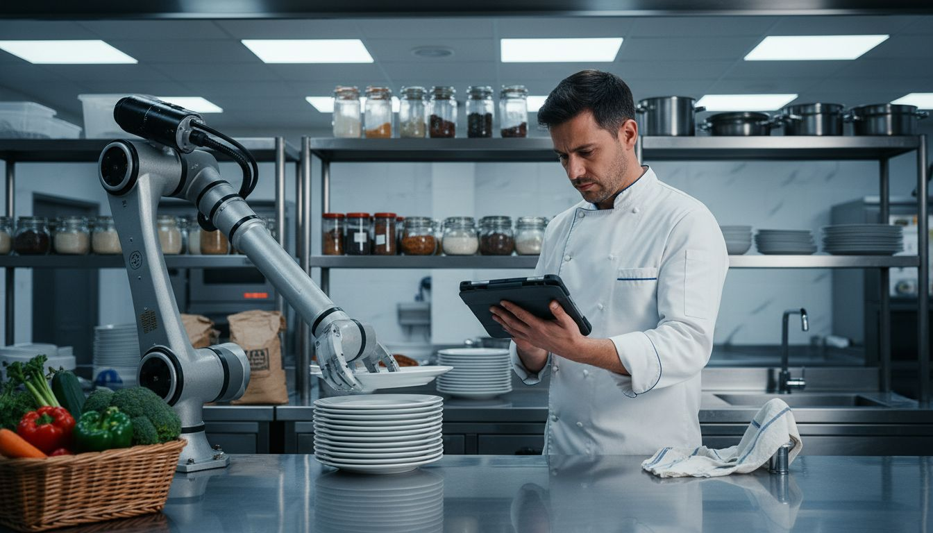 Robot colaborando en las labores de cocina de un hotel