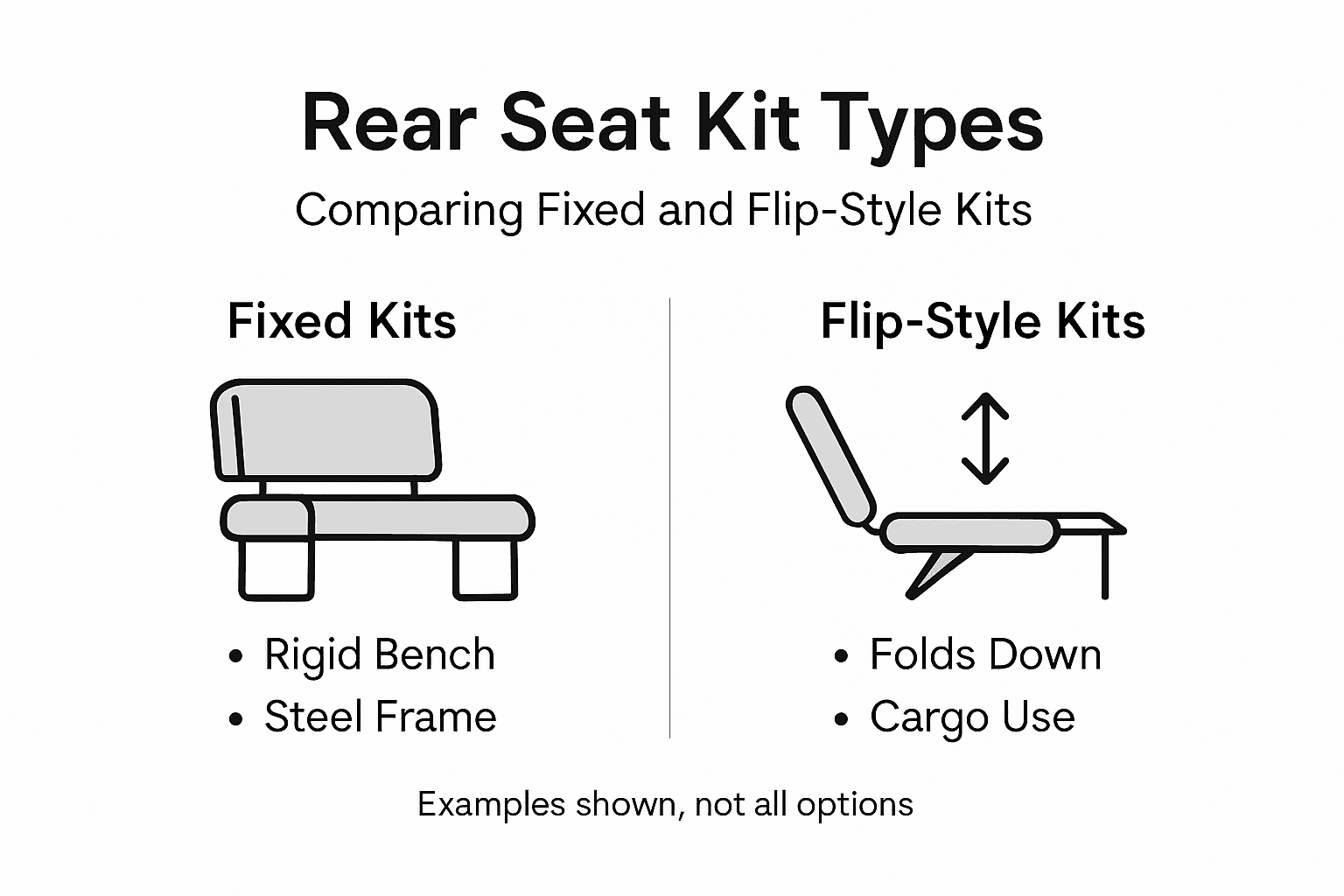 Infographic comparing golf cart seat kit types