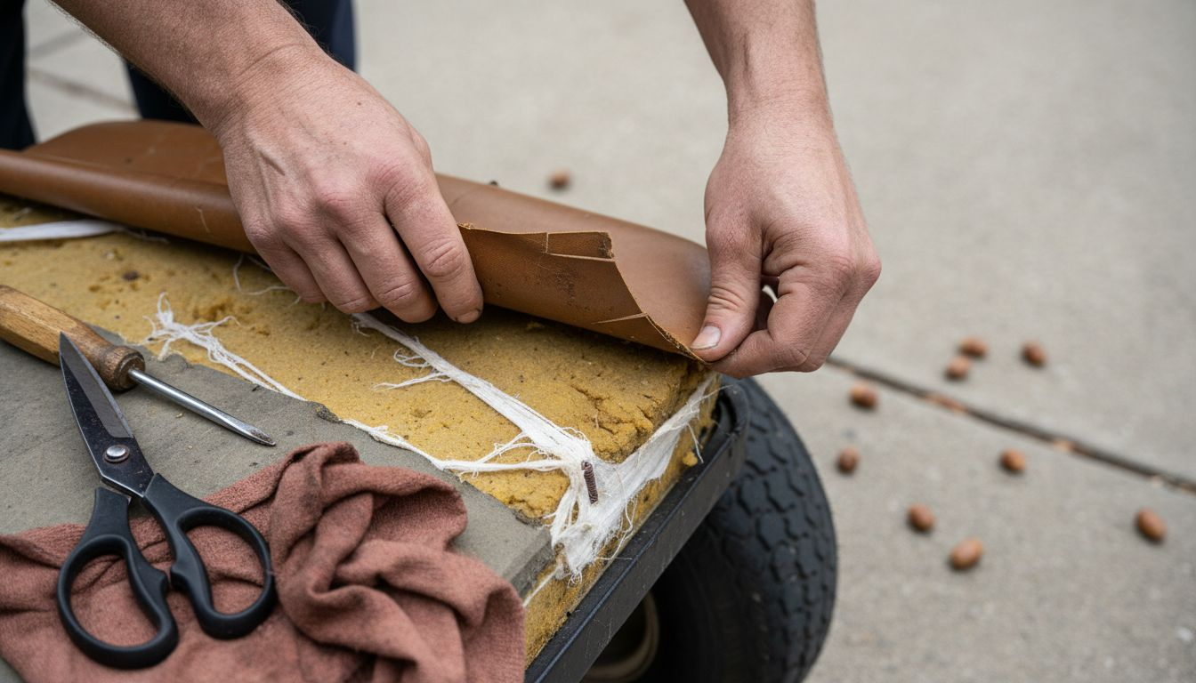 Removing old vinyl from golf cart seat