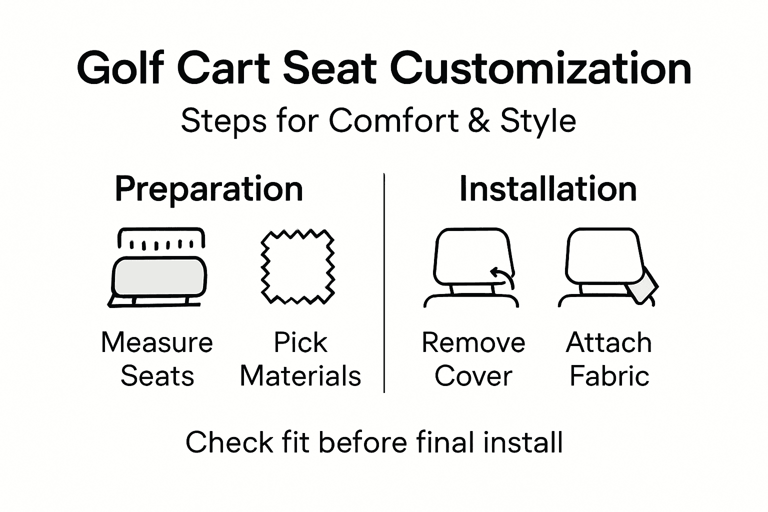 Infographic of steps for customizing golf cart seats