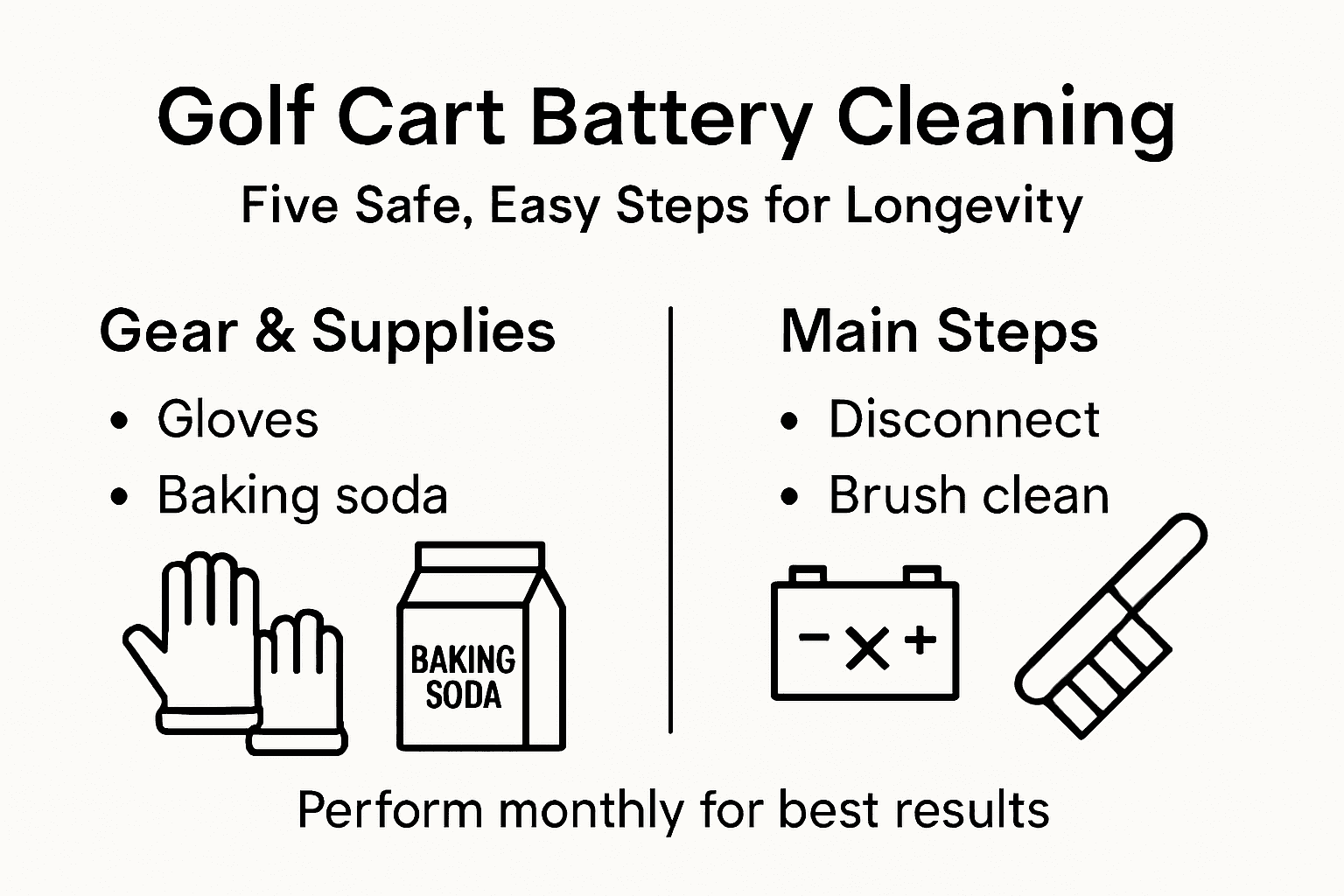 Golf cart battery cleaning step-by-step infographic