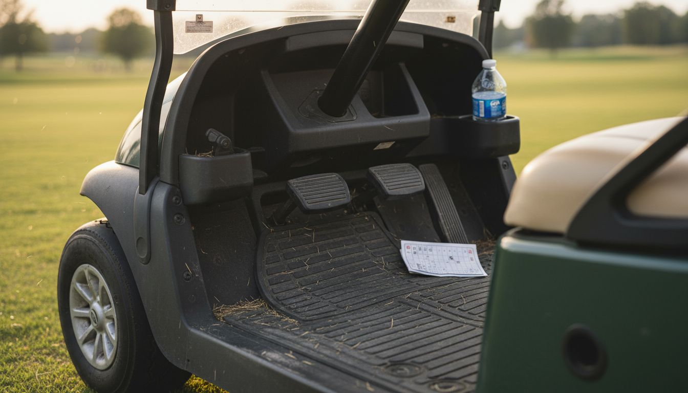 Close-up textured ergonomic golf cart mat