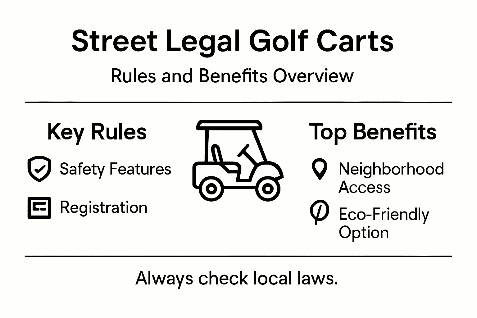 Infographic of golf cart rules and benefits