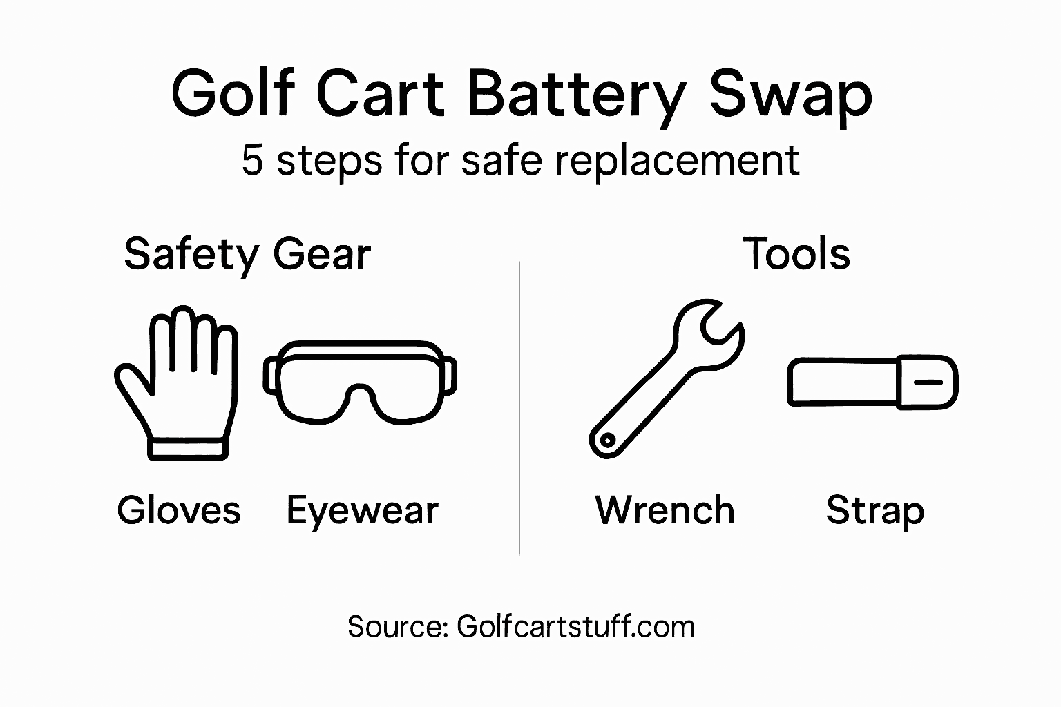 Infographic showing steps for safe battery replacement