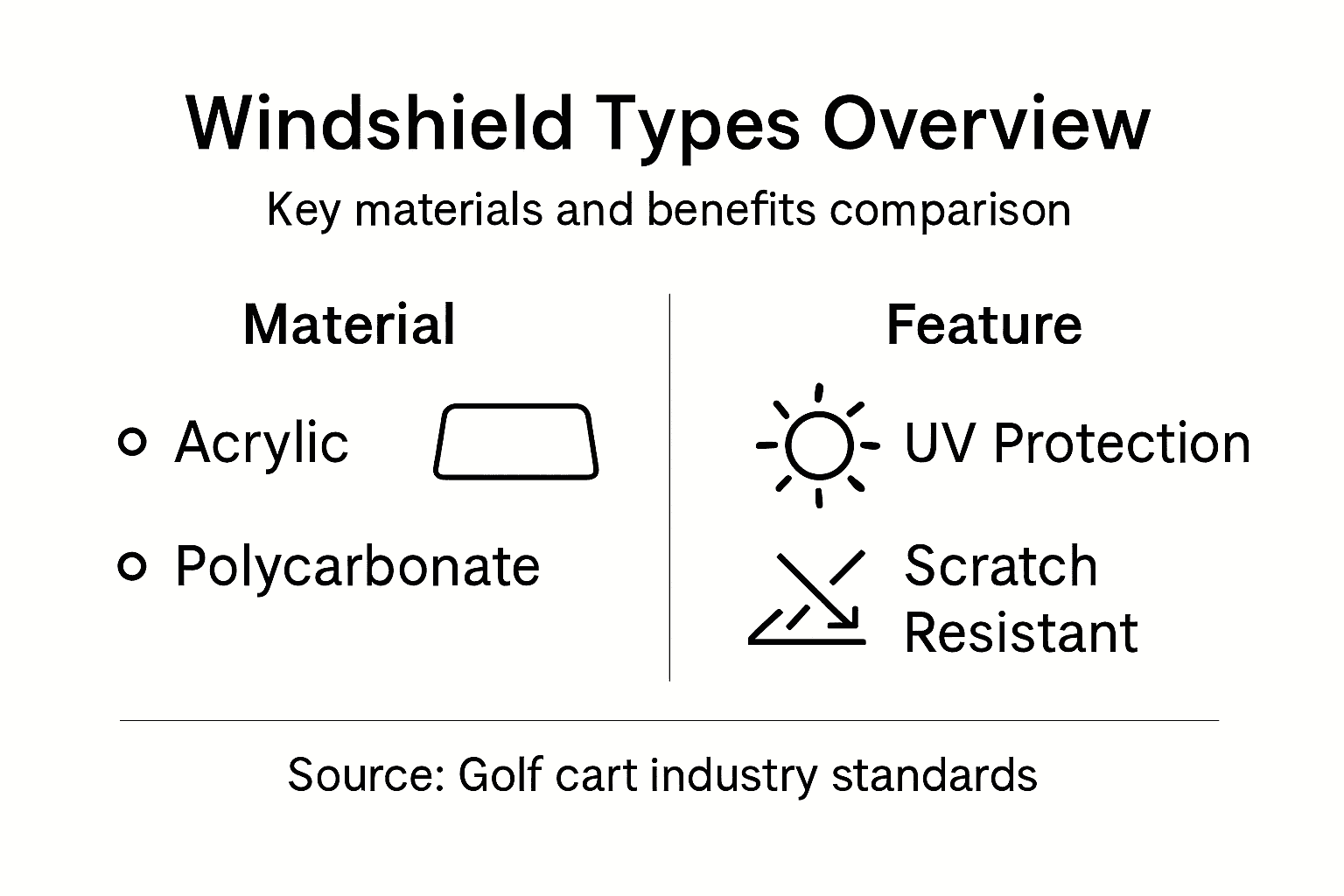 Infographic comparing windshield materials and features
