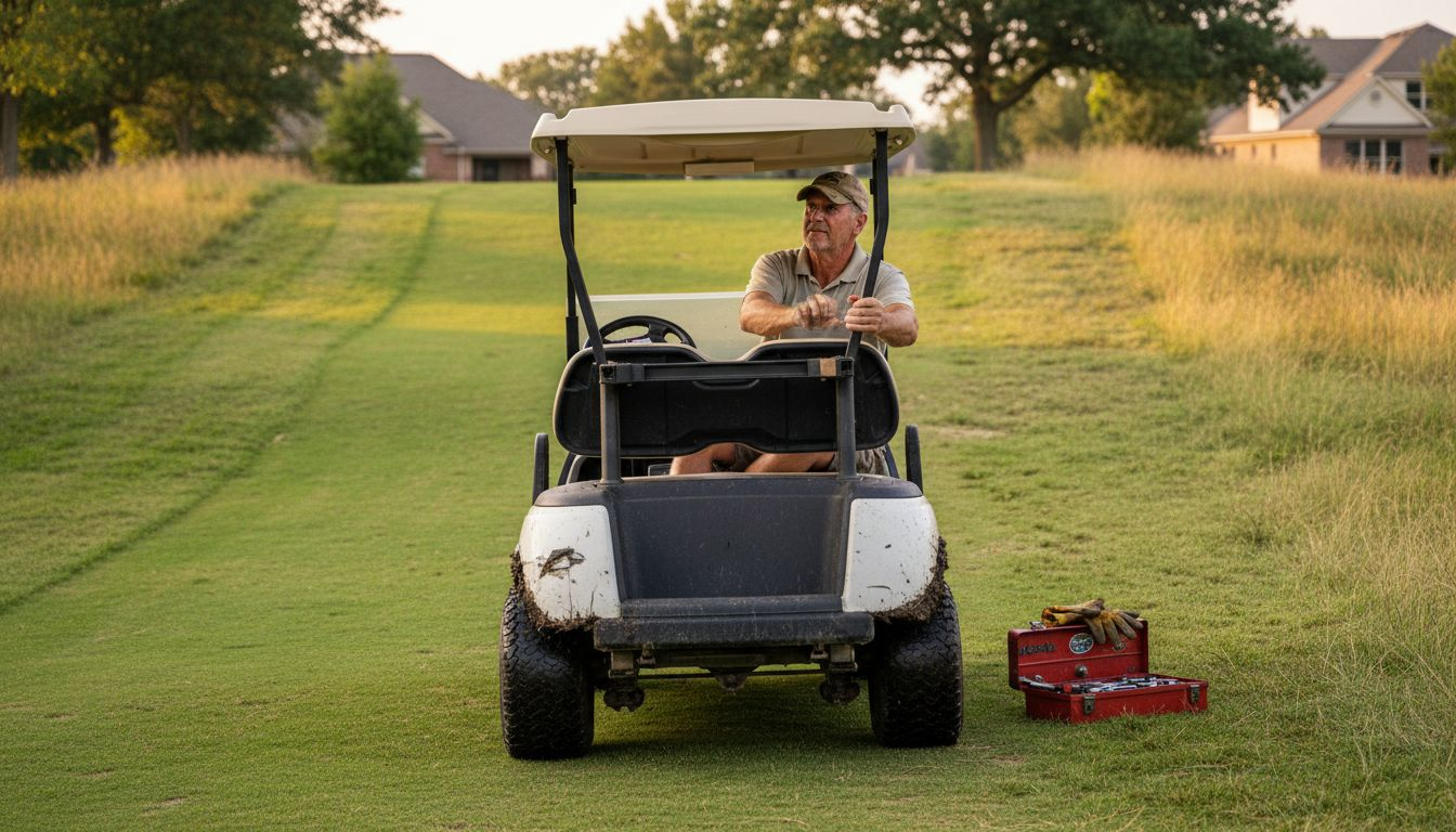 Golf cart ready for uphill climb testing