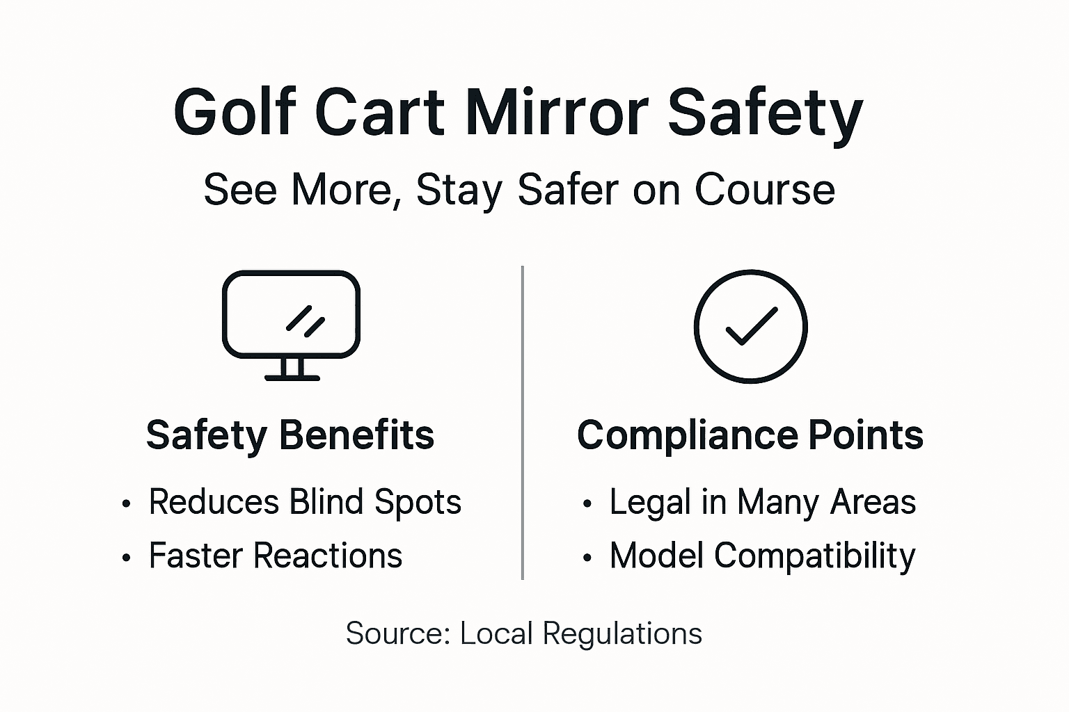 Infographic on golf cart mirror safety and compliance