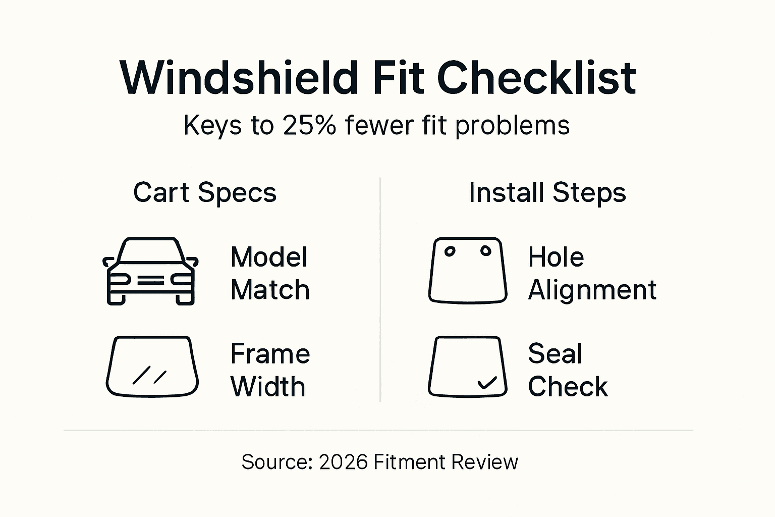 Infographic of golf cart windshield fit keys