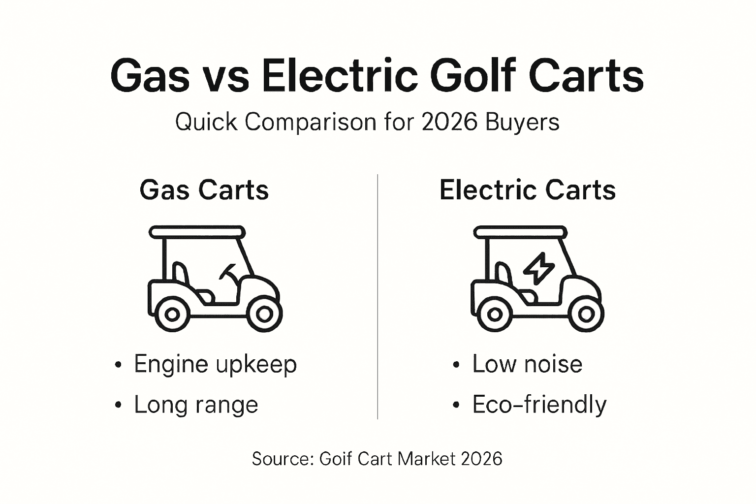 Infographic showing gas and electric golf cart differences