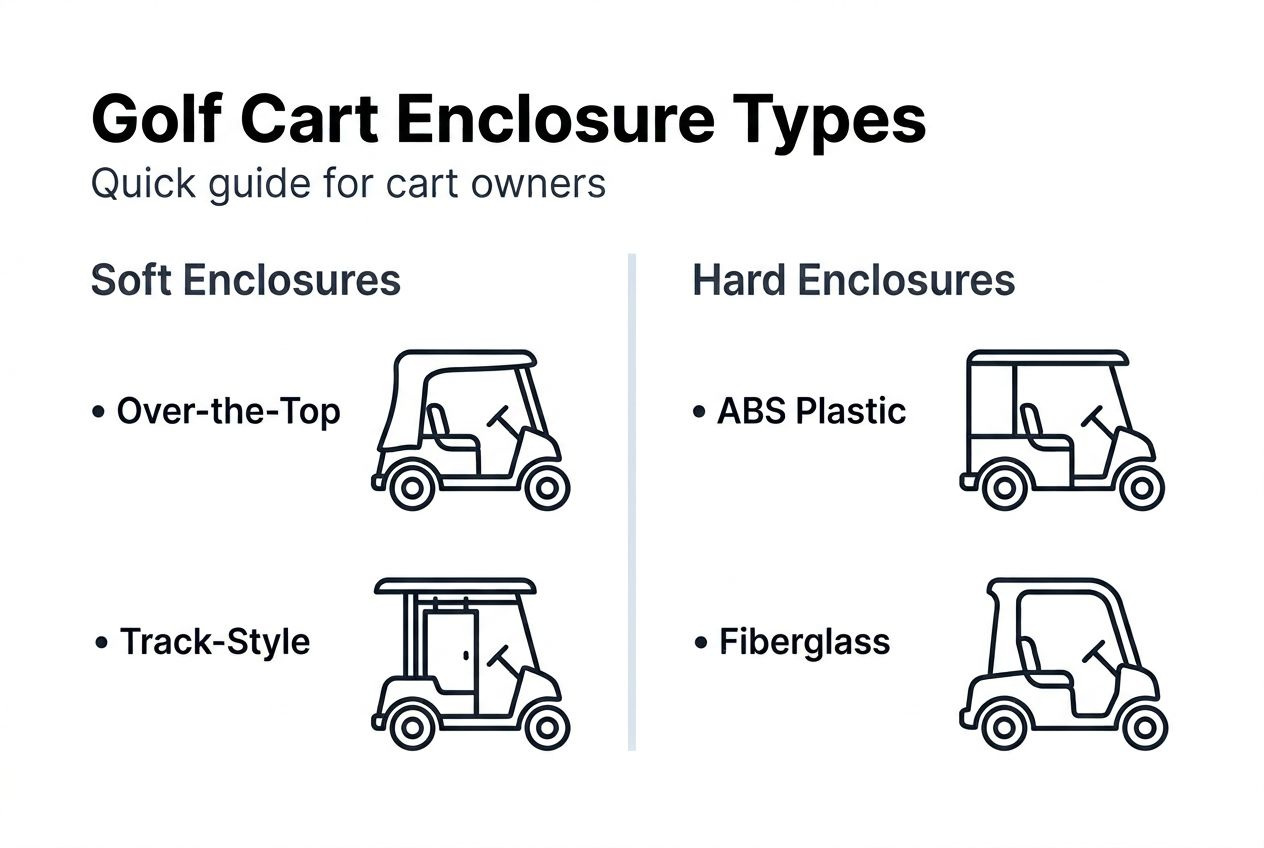 Infographic outlining types of golf cart enclosures