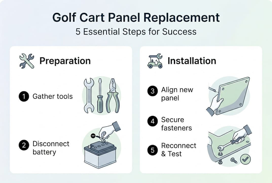 Infographic steps for golf cart panel replacement