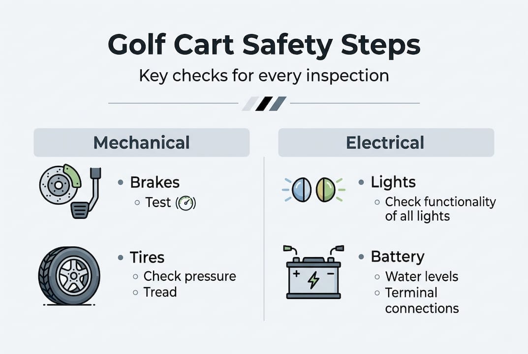 Infographic of golf cart inspection checklist