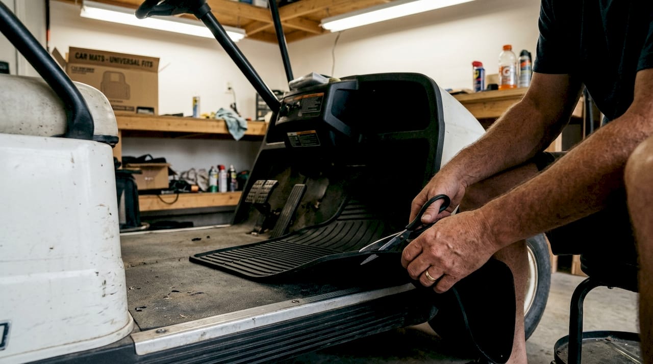 Trimming universal rubber golf cart mat