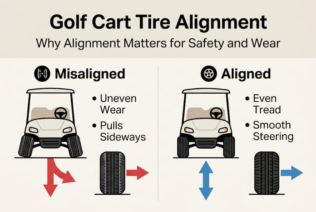 Infographic on golf cart alignment benefits