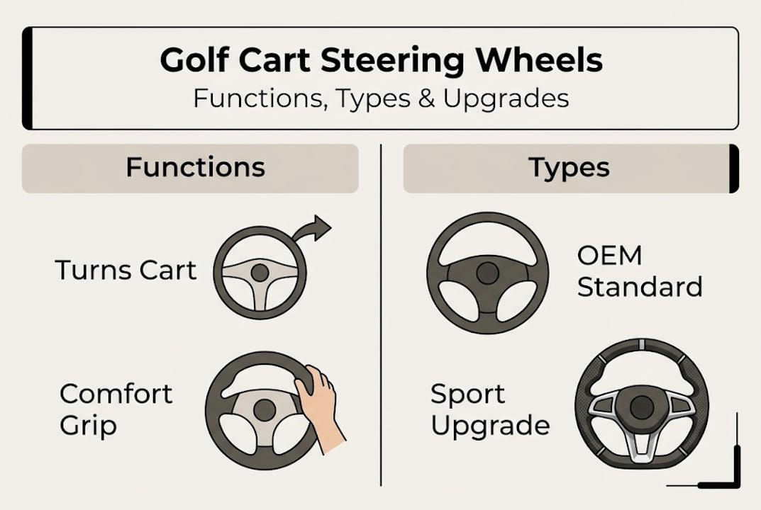 Infographic of steering wheel functions and types