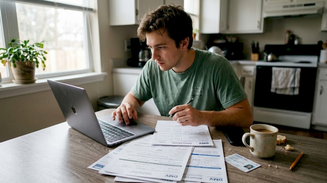 Filling out golf cart registration paperwork