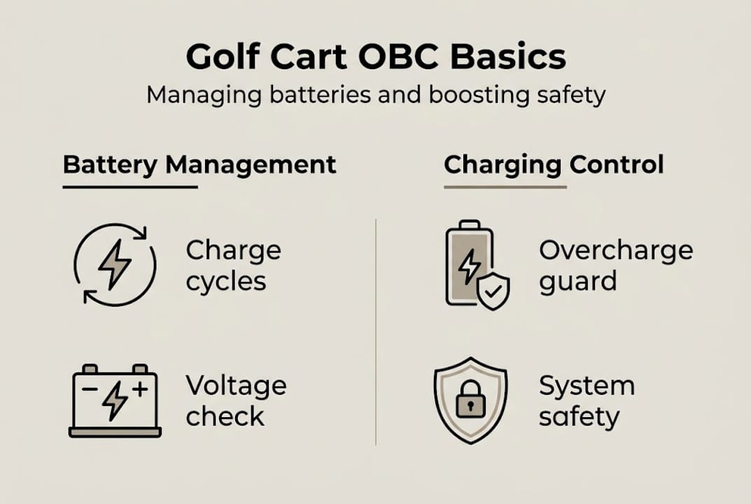 Infographic showing golf cart OBC functions