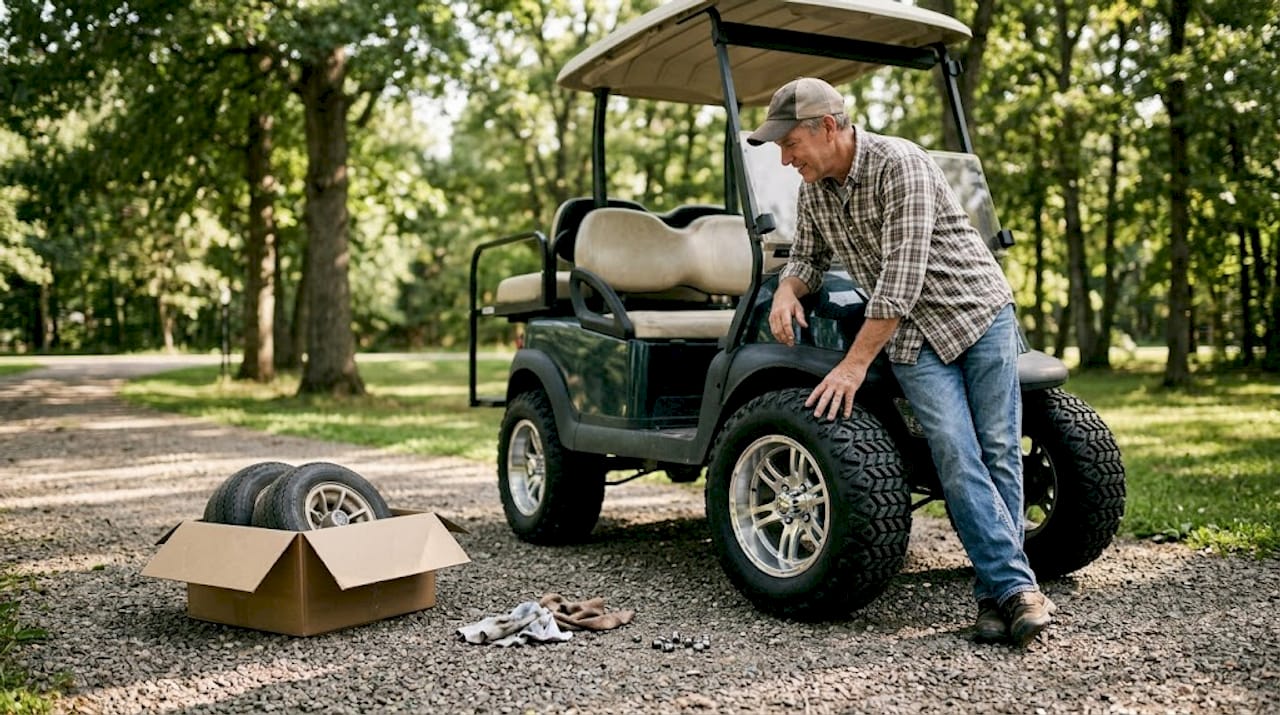 Custom tires and wheels for golf cart