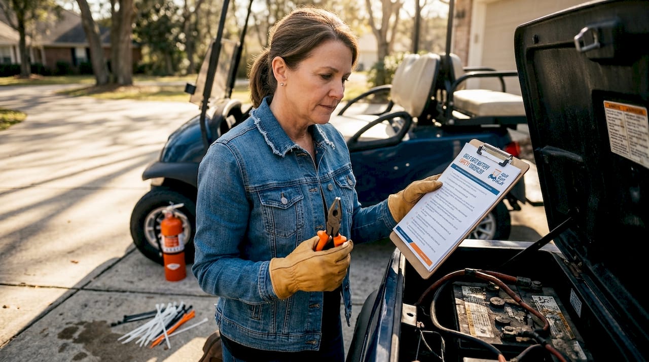 Checking safety gear before battery work