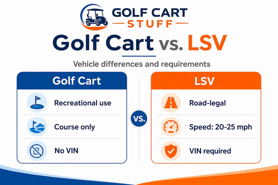 Infographic comparing golf cart and LSV differences