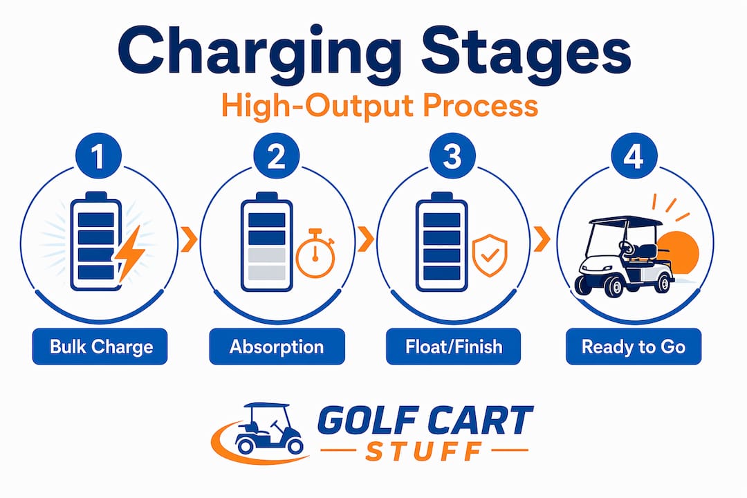High-output charging process stages infographic