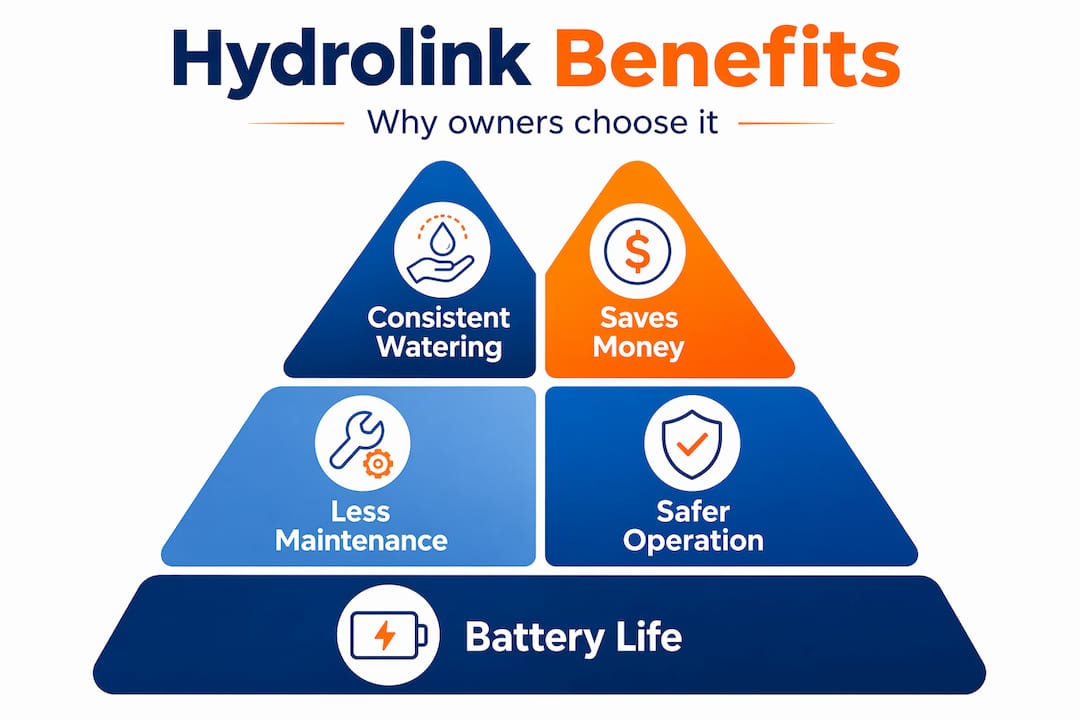Pyramid infographic showing Hydrolink benefits hierarchy