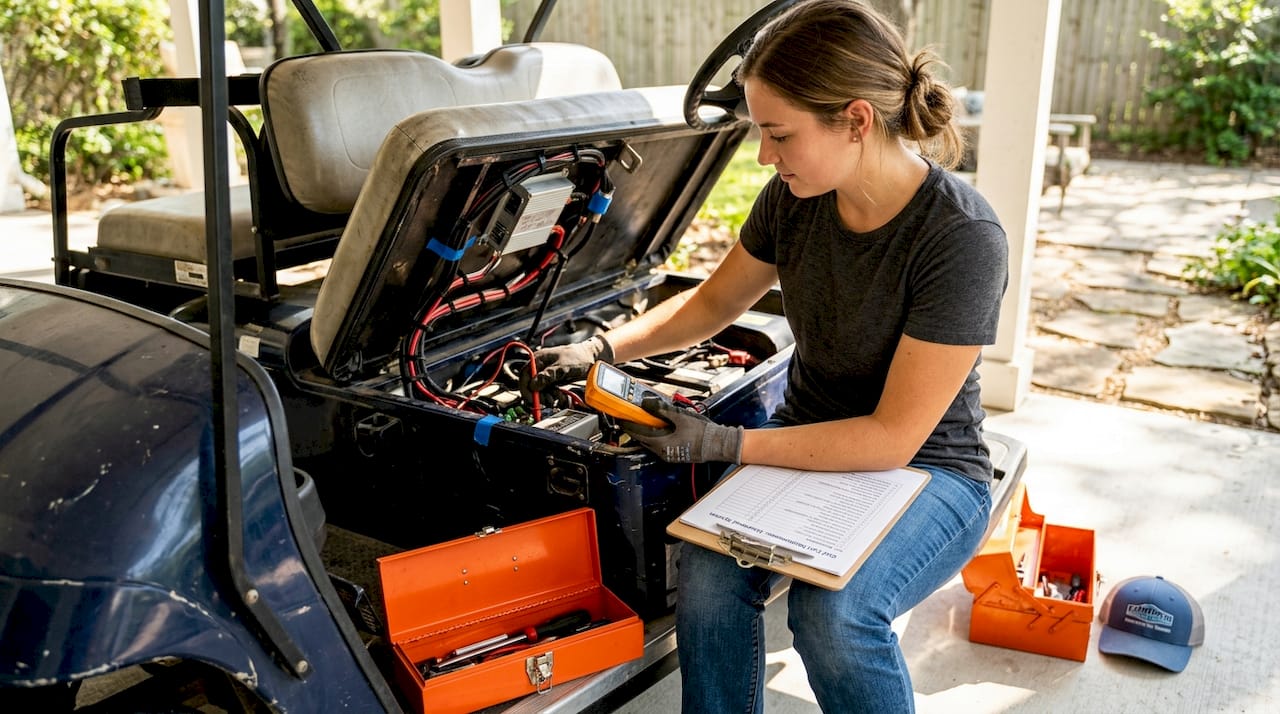 Golf cart wiring tested by owner with multimeter