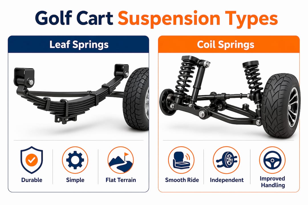 Infographic comparing leaf springs and coil springs suspension