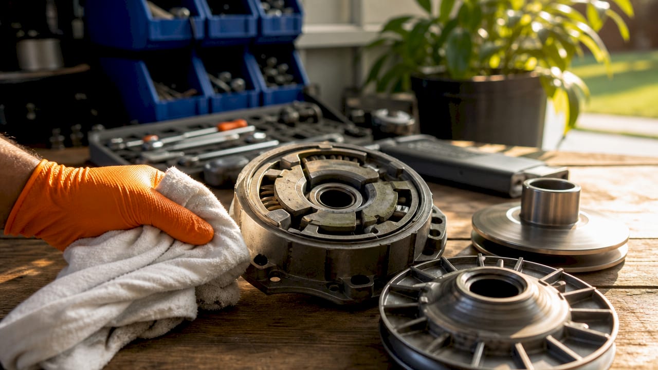 Disassembled centrifugal drive clutch mechanism