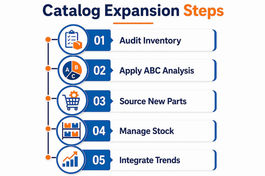 Infographic showing catalog expansion steps