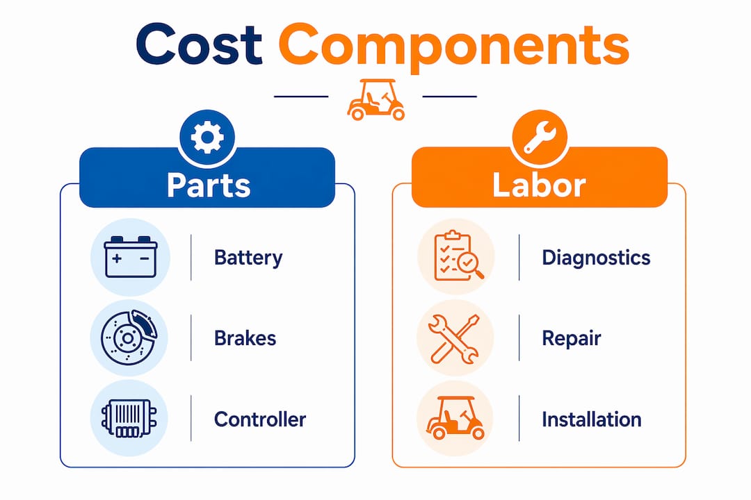 Infographic comparing parts and labor cost components