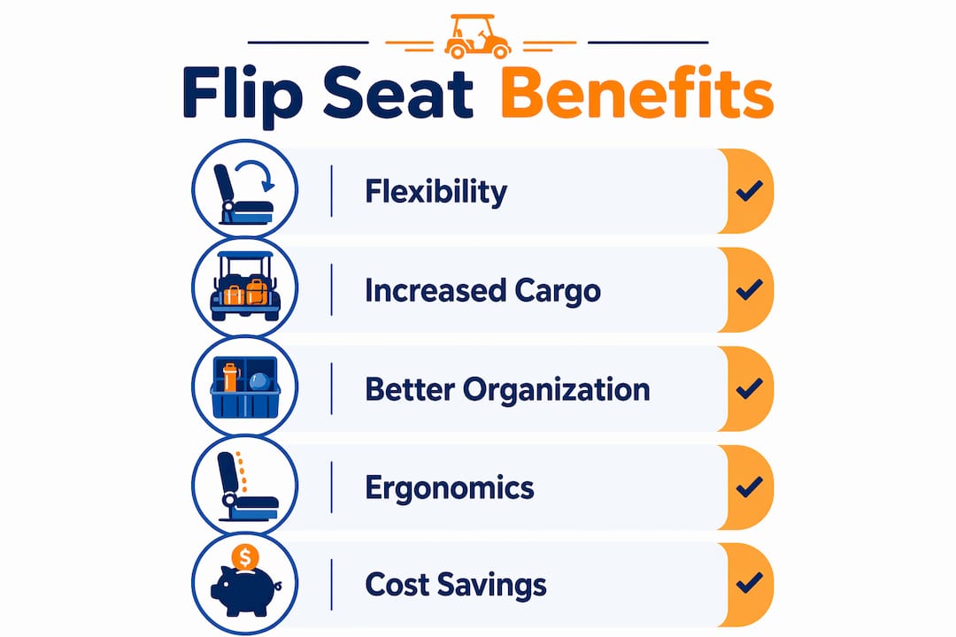 Infographic showing key benefits of rear flip seats